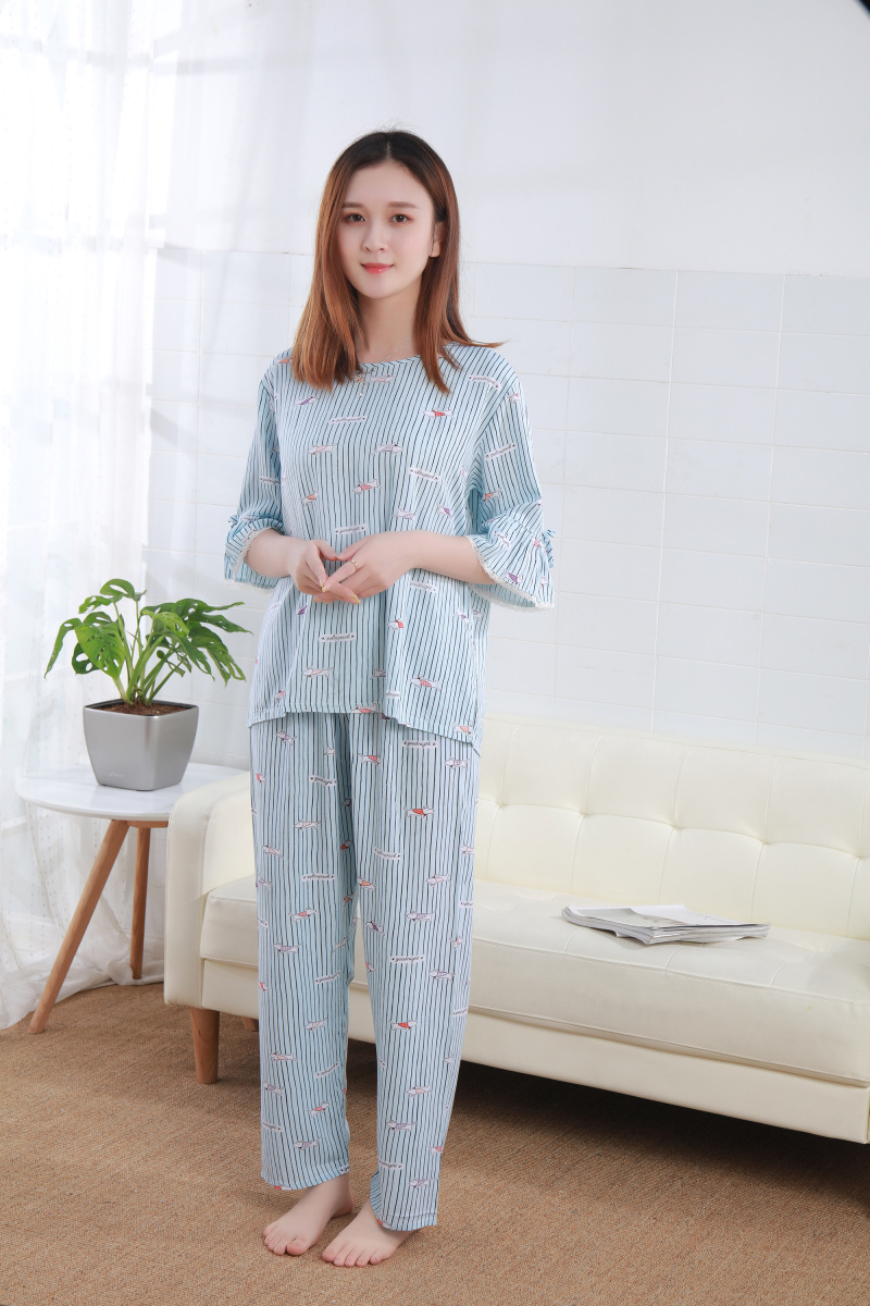 Mùa xuân và mùa hè nữ đồ ngủ cotton nhân tạo cotton ngắn tay quần mỏng phim hoạt hình đồ ngủ hai mảnh phù hợp với dịch vụ nhà phụ nữ