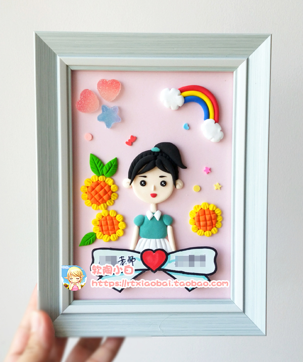 Q version real-life custom doll clay semi-stereoscopic photo frame photo custom birthday gift teacher's day gift