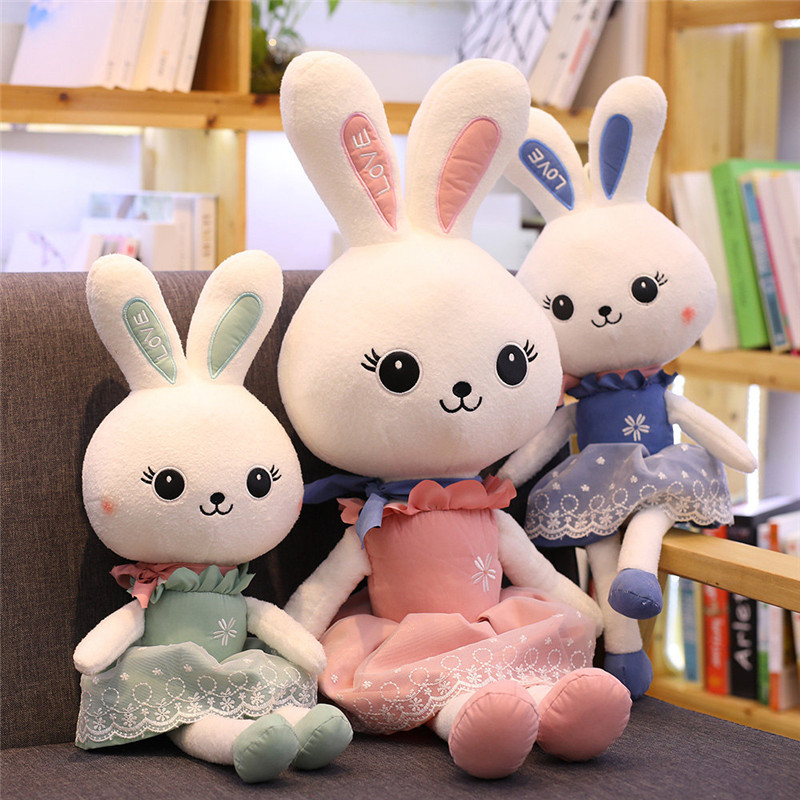 Small white bunny plush dolls Puppet doll big doll big doll cute to sleep with pillow girl child bed paparazzi