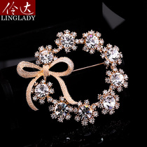 European and American artificial crystal brooch ins tide bow corsage personalized versatile pin temperament shawl cardigan buckle