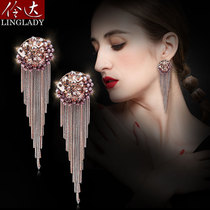Lingda European and American retro lining age age temperament earrings long tassel earrings ear jewelry look back