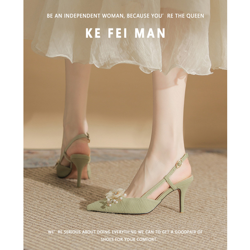 【Kefiman】Flower-Shaped Closed-Toe High Heels for Women 2026 New Summer Pointed Toe Stiletto Small High Heel Sandals Green 【Kefiman】Flower-Shaped Closed-Toe High Heels for Women 2026 New Summer Pointed Toe Stiletto Small High Heel Sandals Green