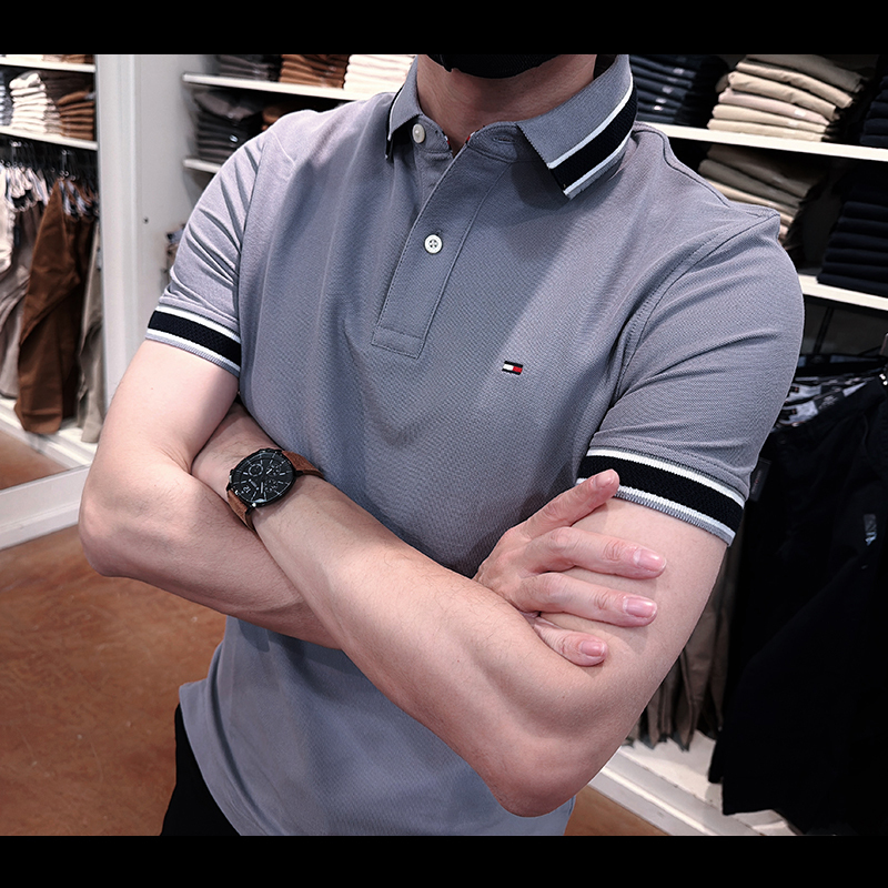 Tommy Hilfiger Men's New Fashionable Casual Quick-Drying Anti-Uv Short-Sleeved Polo Shirt Tm4-13 Tommy Hilfiger Men's New Fashionable Casual Quick-Drying Anti-Uv Short-Sleeved Polo Shirt Tm4-13