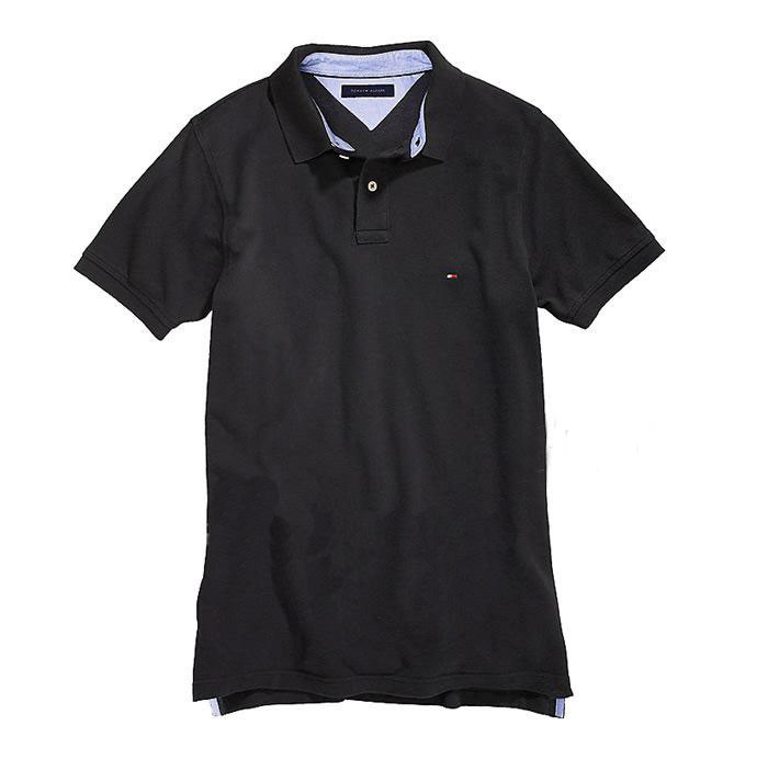 TOMMY HILFIGER của nam giới mới màu rắn LOGO ngắn tay áo polo TM4-2 áo phông polo