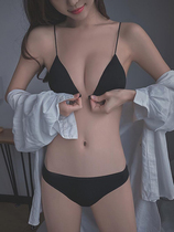 Sexy confused without steel ring underwear women gather chest small super thin French back sling front buckle bra pure desire