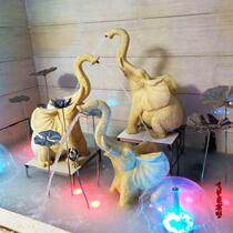 Sandstone Relief Elephant Spray Pool Spout Garden Forest Landscape Sculpture GRP Fountain Hotel Villa Outdoor Water Spray