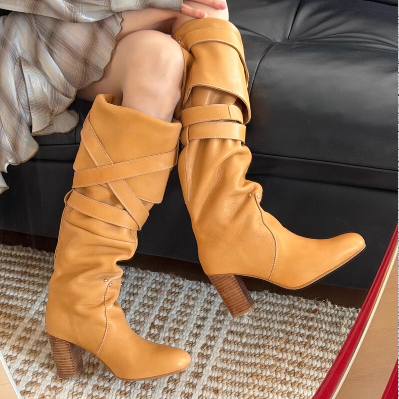 Inthemirror Original Square-Toe Cowboy Boots, Long Boots, Western Knight Chunky Heel High Boots, Over-The-Knee Chunky Heel Boots Inthemirror Original Square-Toe Cowboy Boots, Long Boots, Western Knight Chunky Heel High Boots, Over-The-Knee Chunky Heel Boots