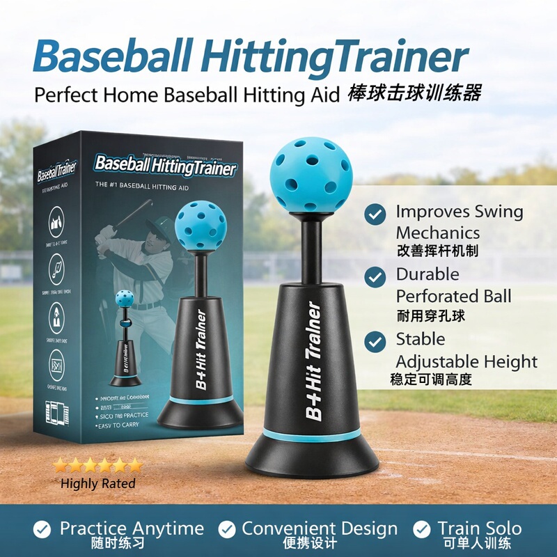 Baseball Trainer Portable Baseball Batting Training Device Pre-Game Training Device Height-Adjustable Launcher