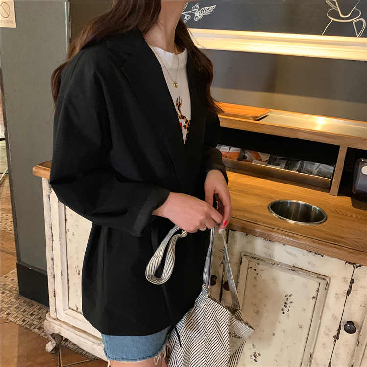 VK旗艦店 韓國風百搭綁帶小西裝寬鬆單品外套