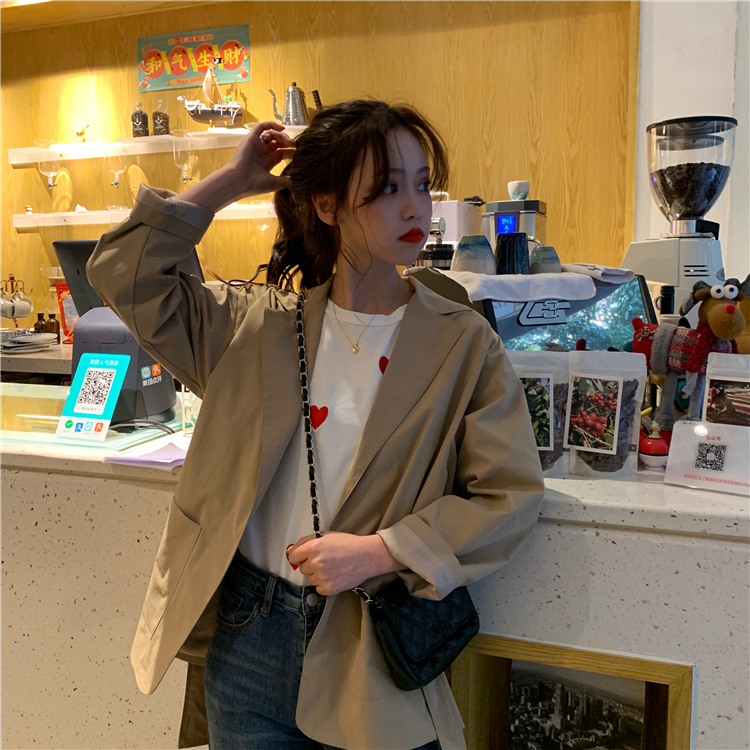 VK旗艦店 韓國風百搭綁帶小西裝寬鬆單品外套