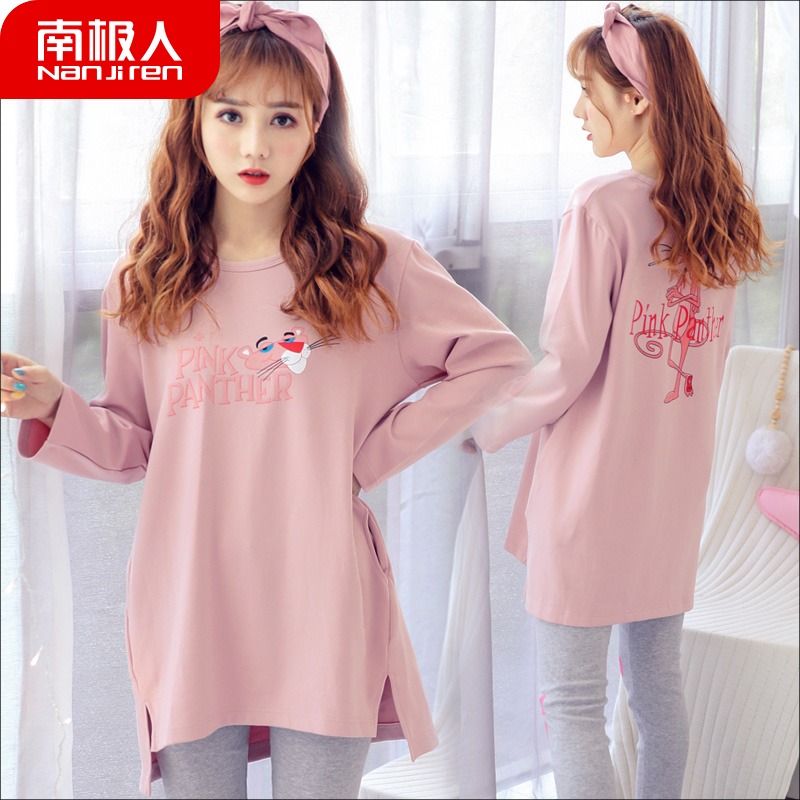 Antarctic cotton spring and autumn cotton pajamas women's long-sleeved mid-length cartoon Korean version of spring and summer suits home clothes