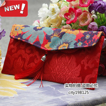 Chinese style handmade retro New Year festive pressure red envelopes can be put in 100 yuan red envelopes ticket holders wallet rich flowers