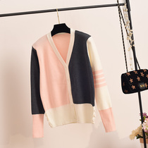 Knitted sweater in 2021 spring v collar coat gentle wind and relaxed little outer wear long sleeves