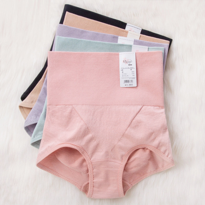 Cotton Fabric Comfort High Waist Briefs Female Pure Cotton Crotch Lifting Hip Postpartum Buns Pants High Waist Triangular Pants Large Size