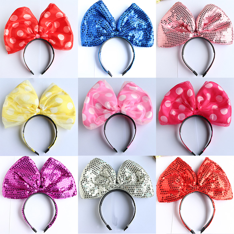 Net red cute big bow hairband oversized exaggerated three-dimensional non-slip hairband Red polka dot pink headdress hairpin