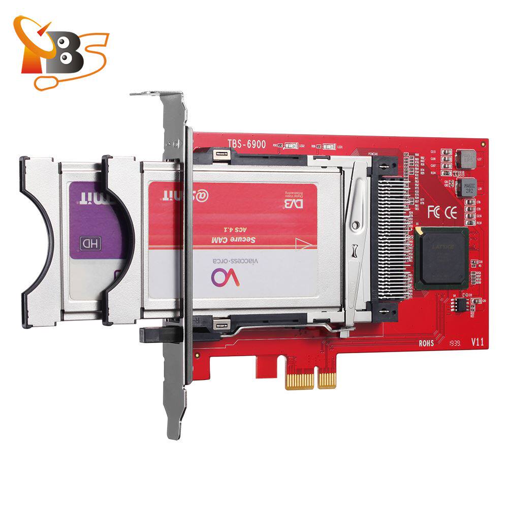 TBS6900 DVB network dual CI slot PCIe TV card TBS-6900 CAM decoding computer receiving card-Taobao