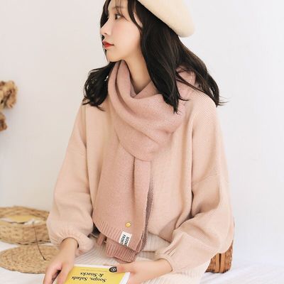 围巾女冬季可爱少女针织毛线围脖春秋韩版百搭加厚保暖学生原宿风