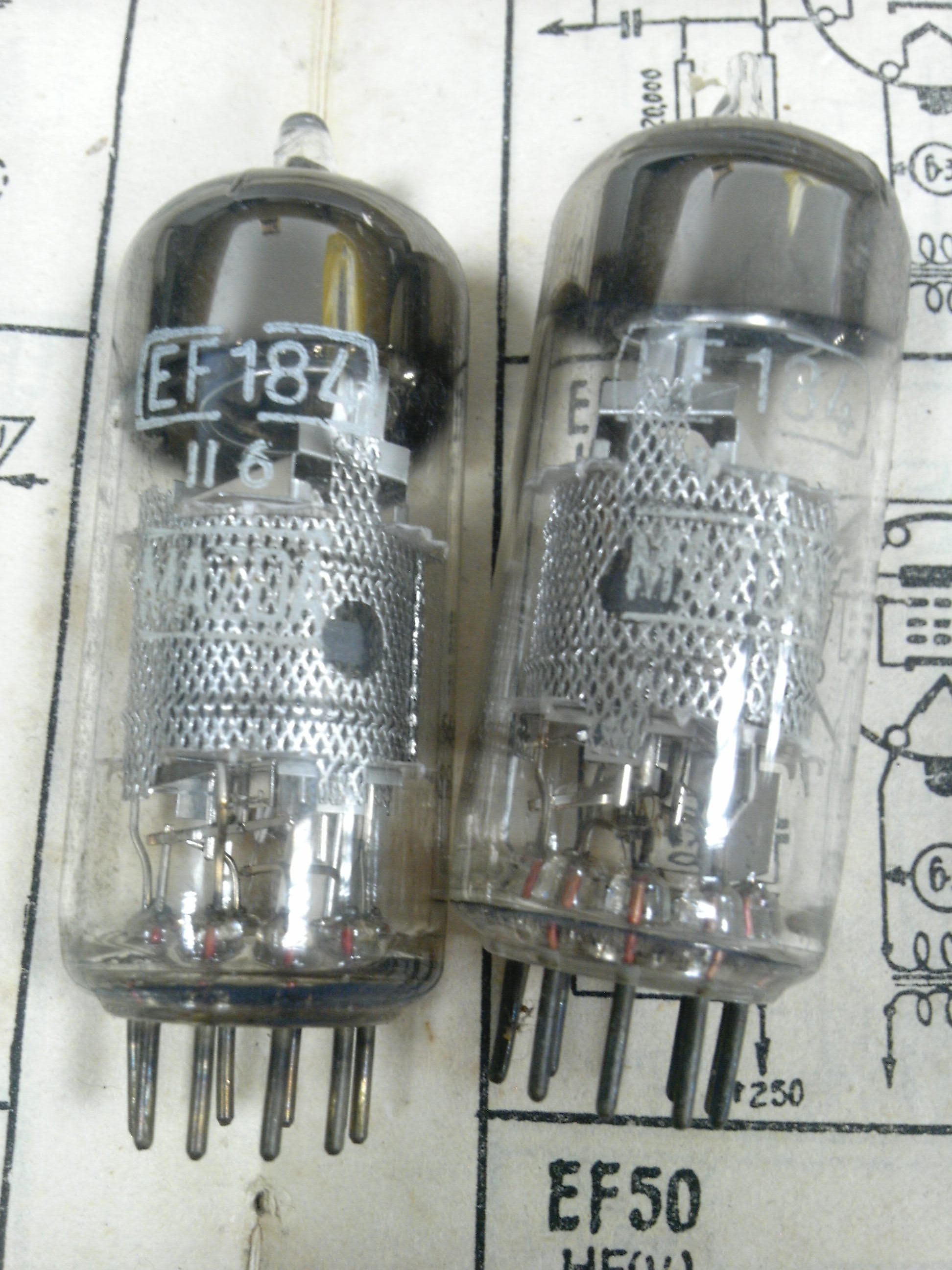 英国马自达 EF184 细网屏电子管，直代EF86，EF800，6EJ7