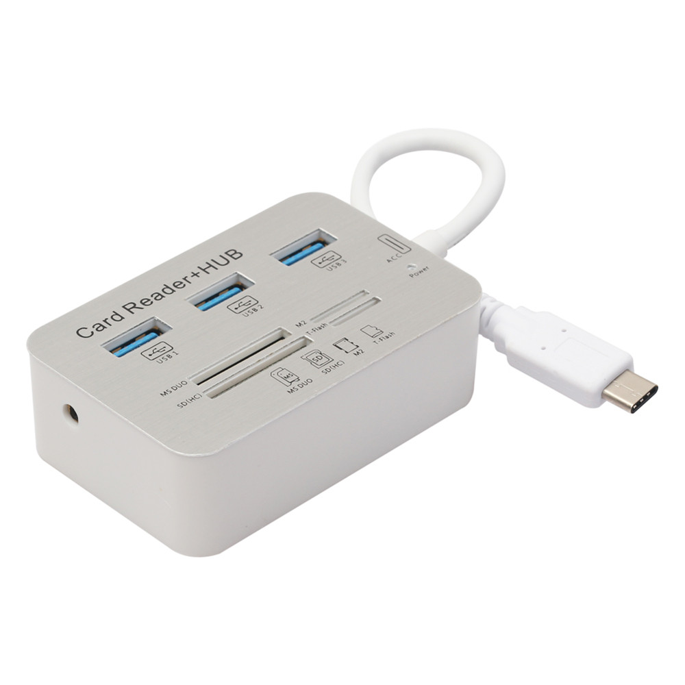 7 in 1 USB3 1 Type-C to USB 3 0 HUB MS M2 SD TF Card Reader