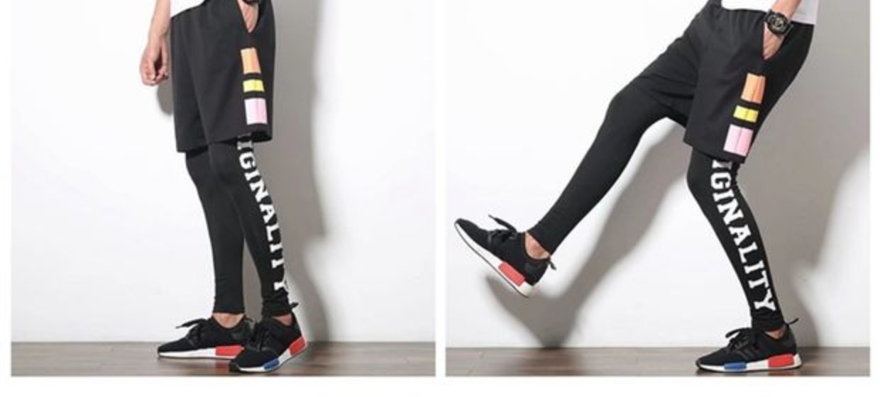 Không gian cotton nam quần legging giả quần legging giả hai mảnh phù hợp với nam chạy bộ Đặng Chao Zheng Kai với quần bó sát co giãn quần kaki túi hộp