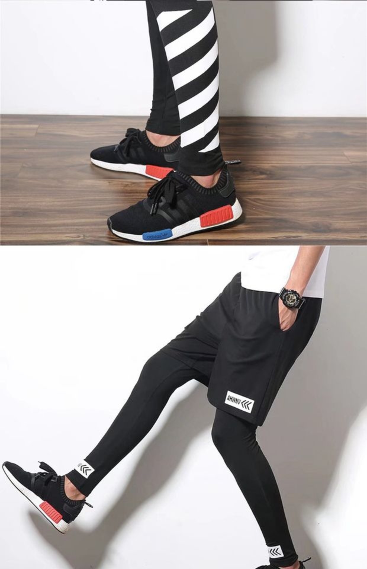 Không gian cotton nam quần legging giả quần legging giả hai mảnh phù hợp với nam chạy bộ Đặng Chao Zheng Kai với quần bó sát co giãn quần kaki túi hộp