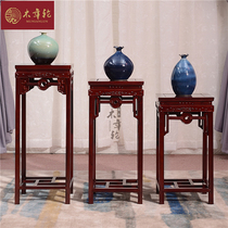 Mahogany African acid branch wood flower stand Flower several new Chinese carved flower stand Dongyang carved three-combination square flower stand