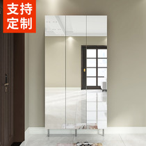 Ultra-thin mirror shoe cabinet 15cm with full body mirror light luxury simple into the home large capacity storage dressing mirror cabinet customization