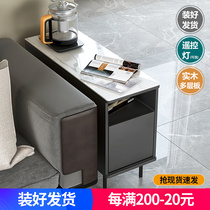 Light luxury sofa sideboard side cabinet rock slab living room gray side a few lockers with lights charging solid wood corner several side table