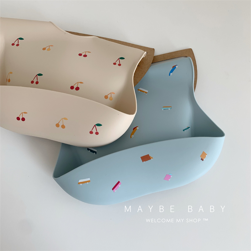 South Korea Ins children's purse baby silicone gel ultra soft food eating surrounding pocket waterproof and leakage-proof baby bib anti-visceral deity