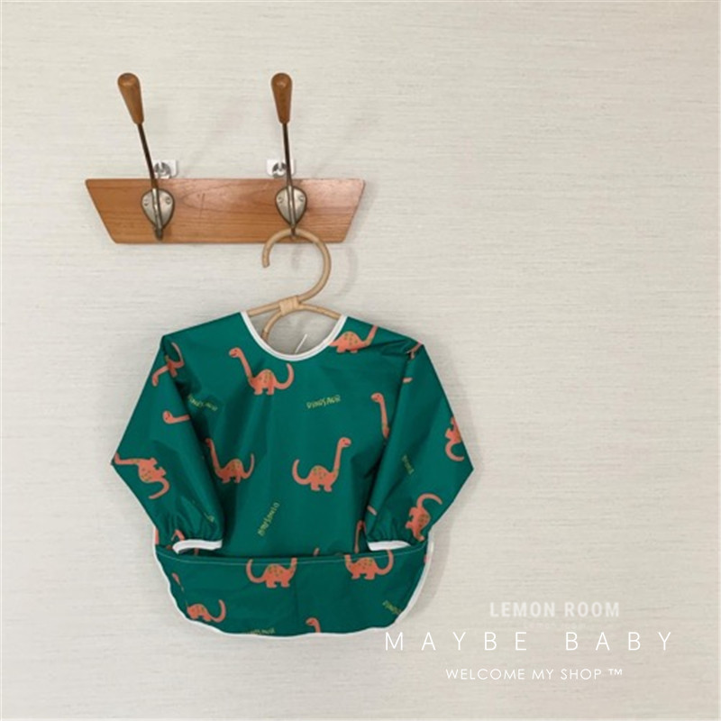 South Korea Ins baby eating hood waterproof and anti-dirty children Anti-wearing clothing Eating Around Pocket Men Girl Long Sleeve Bib