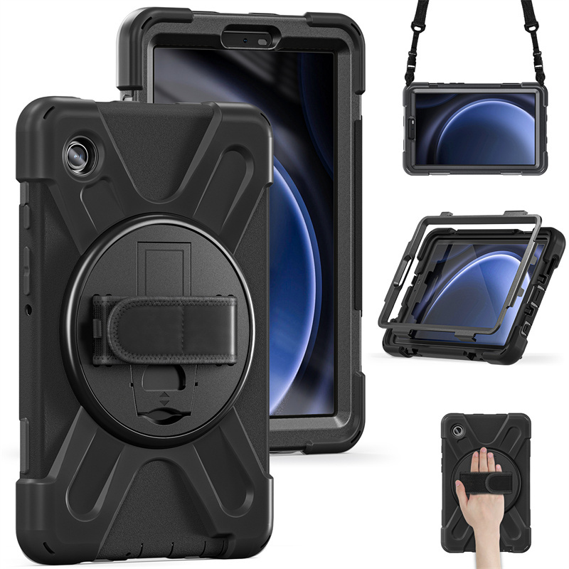 Suitable for Samsung Tab A9 8.7inch Leather Case Samsung Sm-X110/X115 Tablet Protective Case 360-Degree Rotating Stand Three-Proof Anti-Fall Case