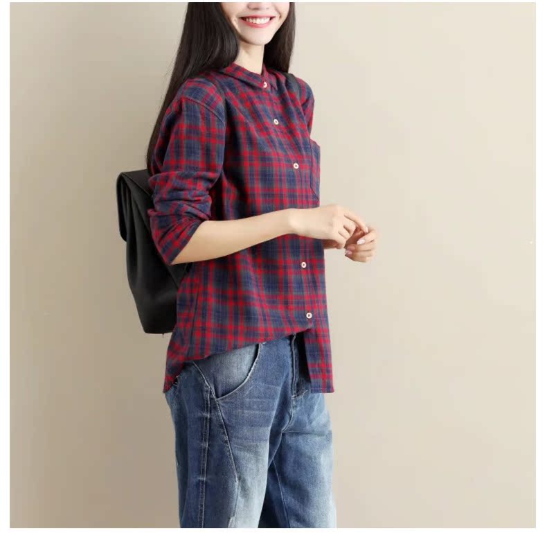 Xuân 2018 phiên bản Hàn Quốc mới của người hâm mộ văn học lưới áo sơ mi dài tay hoang dã áo sơ mi nữ lửng lửng áo sơ mi nữ trắng
