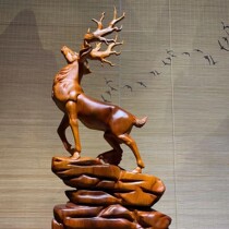 Hot Selling Flowers Pear Wood Deer All The Way To Root Carved Wood Carving Handicraft Home Collection Handmade High 90 Gift-giving