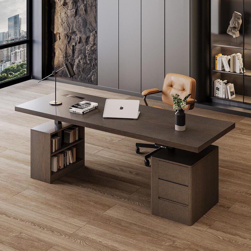 Italian-Style Light Luxury Solid Wood Smart Adjustable Desk, Living Room Desk, Long Table Behind the Sofa, Office Desk, Adjustable Table for Home