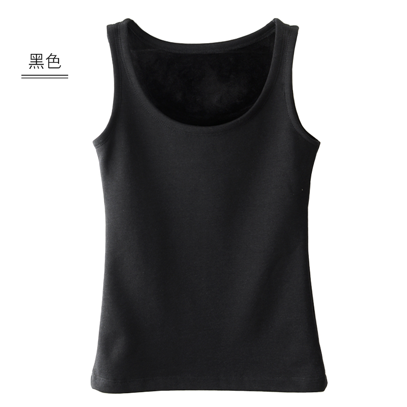 Cổ ấm và nhung tròn cổ không tay quai bên trong sling đáy áo cotton màu rắn mặc quần áo mùa thu đông áo vest nữ hàn quốc