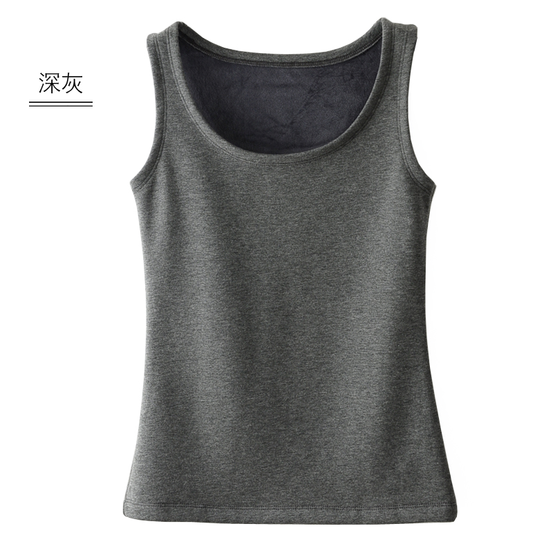 Cổ ấm và nhung tròn cổ không tay quai bên trong sling đáy áo cotton màu rắn mặc quần áo mùa thu đông áo vest nữ hàn quốc