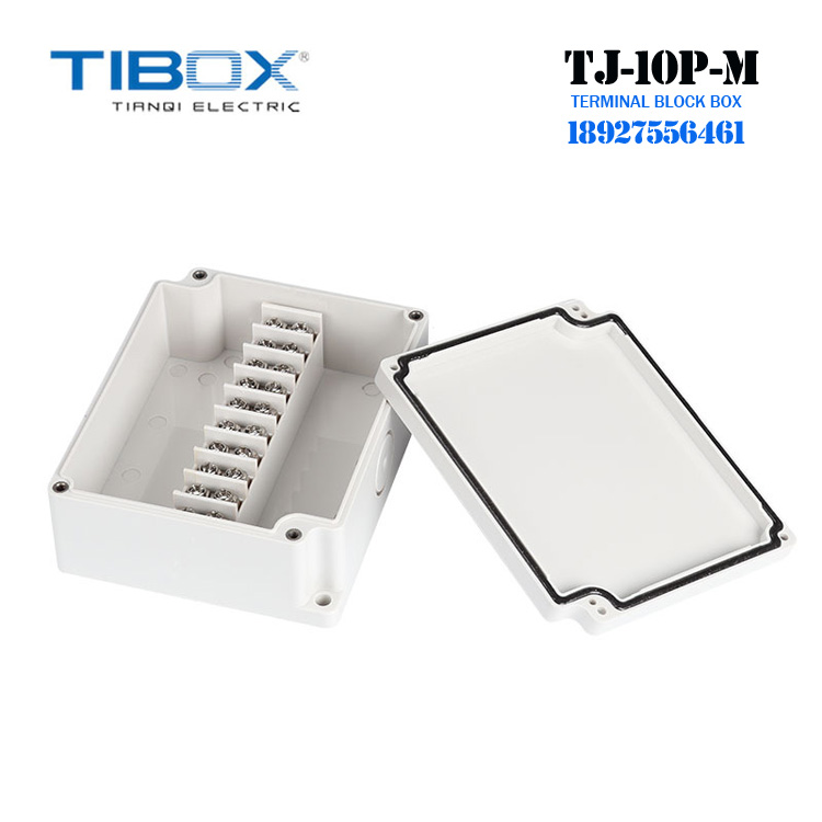 TIBOX with knockdown hole 10-bit wiring terminal waterproof junction box ABS plastic case TJ-10P-M IP66