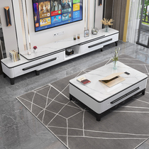 Modern minimalist rock plate marble tea table TV cabinet Composition Nordic Home Small family type telescopic TV cabinet