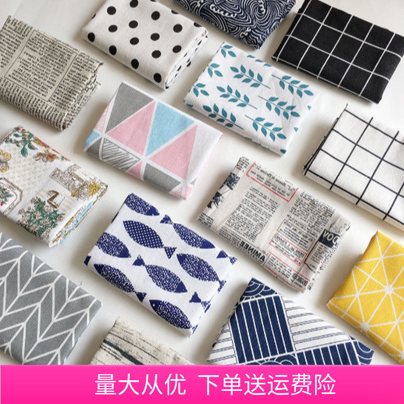 Tablecloth cotton linen cloth art small fresh lattice table mat tablecloth Nordic rectangular simple background photo props