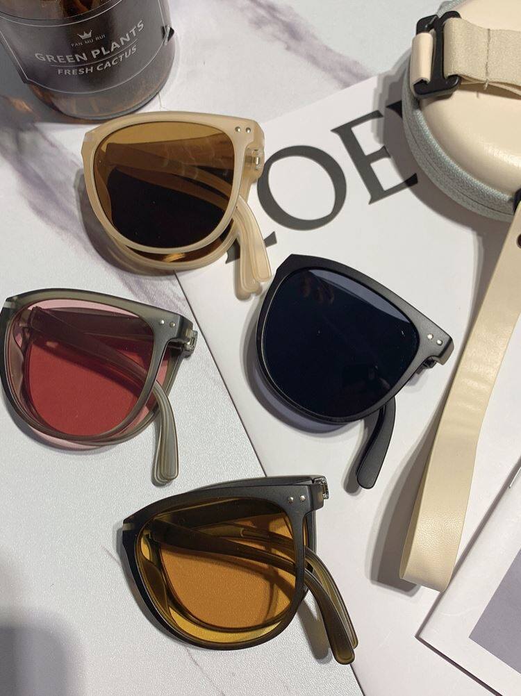 Folding Sun Glasses 2021 New Tide Actresses Trendy Nets Red Ins High Level Sensual Sunglasses Display Face Small Pink Summer