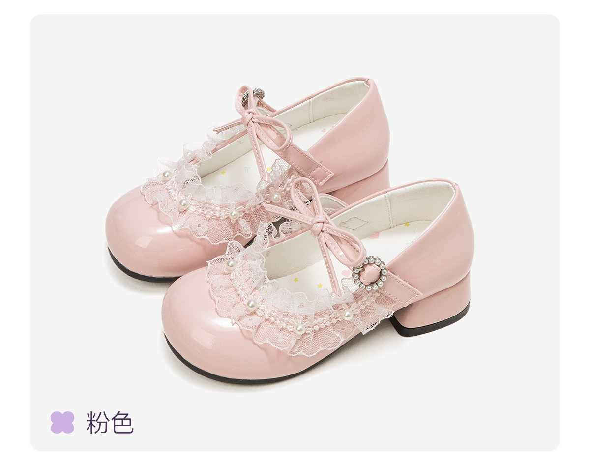 小女孩洋气小皮鞋2026新款夏儿童漂亮公主鞋女童软底高跟鞋舞台鞋 — 25
