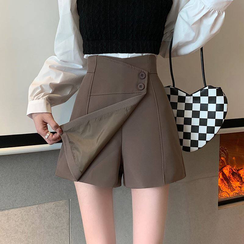 Pants dress 2021 new stylish high waisted shorts net red a character winter with high waisted boot pants for long boots