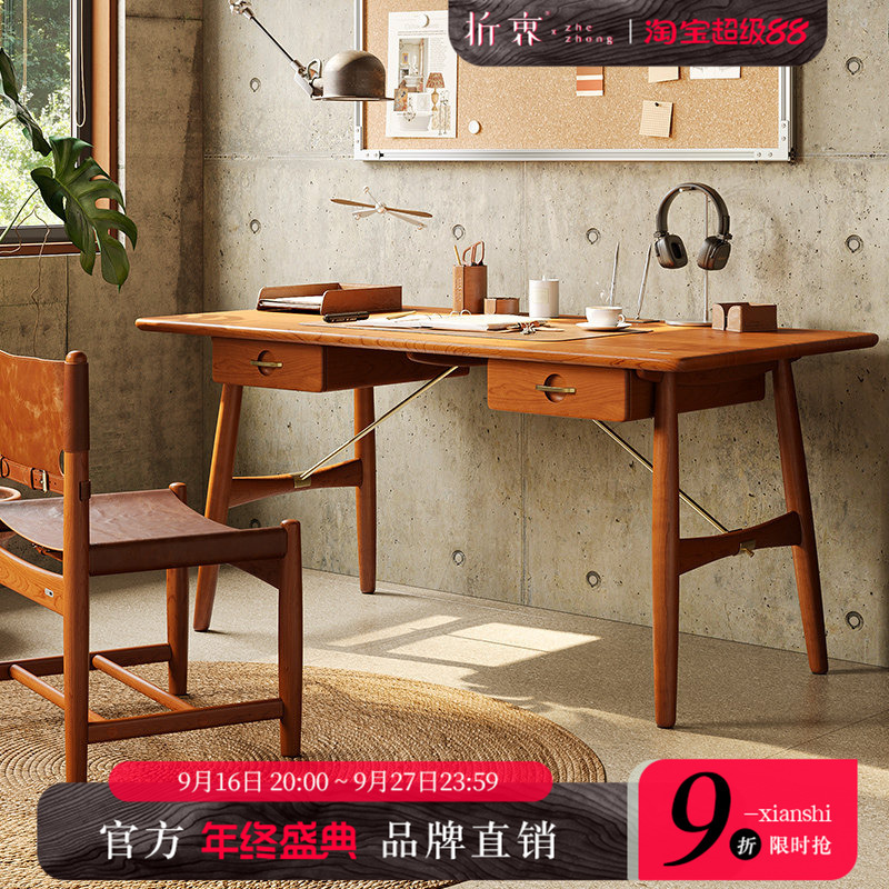 Eclectic Solid Wood Desk, Computer Desk, Office Study Table, Home Small Apartment Bedroom, Retro Mid-Century Style Writing Desk Eclectic Solid Wood Desk, Computer Desk, Office Study Table, Home Small Apartment Bedroom, Retro Mid-Century Style Writing Desk