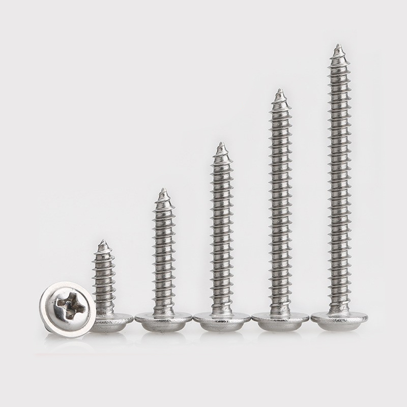 304 stainless steel cross round head with cushion self-tapping screw with meso flat tail cut wood screw M2M3M4-M5