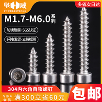 304 stainless steel cup head hexagon self-tapping screw audio pointed tail Zigong screw M1 7M2M3M4M5-M6