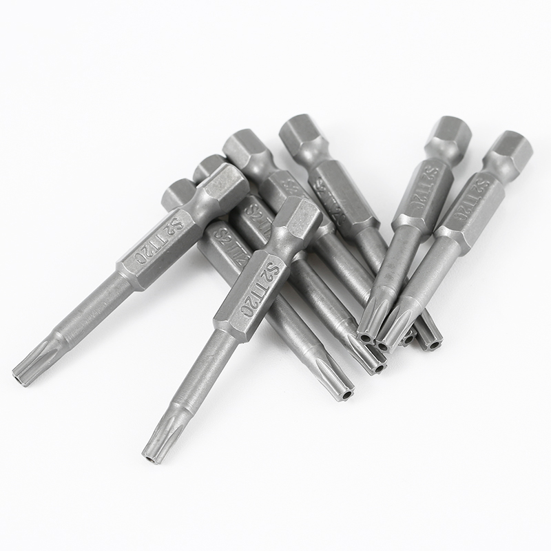 Lengthened strong magnetic plum electric batch head S2 industrial grade hollow with hole round handle batch of six star batch head screwdriver