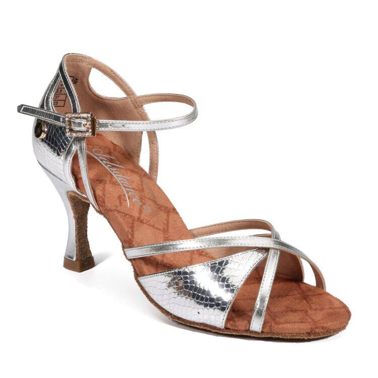 ADS Latin dance shoes female adult soft bottom national standard professional silver dance shoes indoor high-heeled snake pattern dance shoes dance