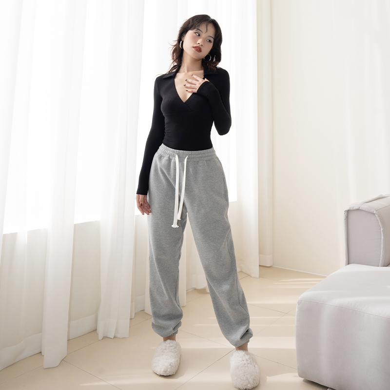 LEIYU plus suede bunk underpants female winter 2021 new Aussie suede loose display slim European and American dinghy high waist sports pants