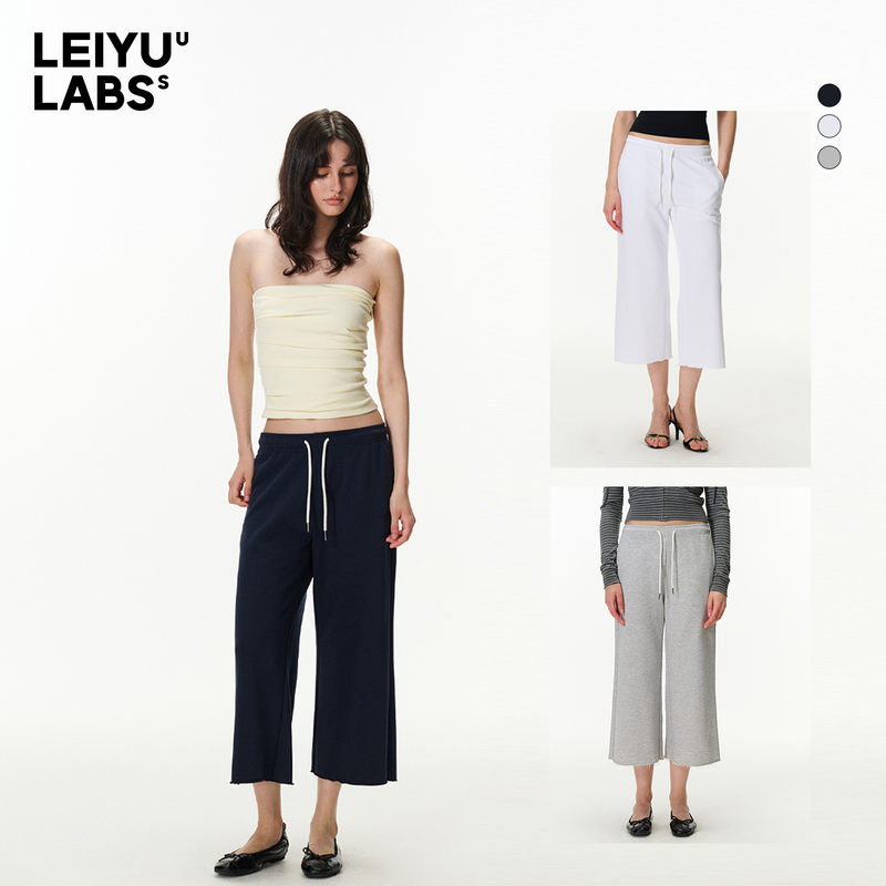 Leiyu Labs Women's Cropped Sweatpants Summer 2026 New Thin Style Petite Casual Pants Sports Straight-Leg Pants Relaxed Fit