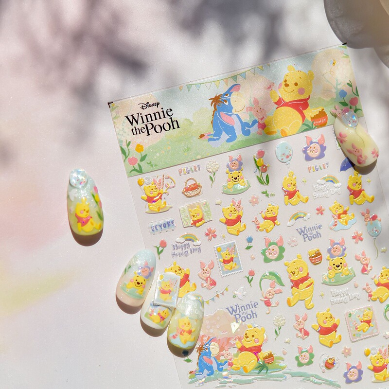 Disney Winnie the Pooh Nail Art Stickers New Cartoon Tigger Tomoni Little Bear Shell Light Nail Stickers